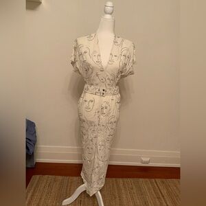 Corey Lynn Calter White Maxi Dress with faces